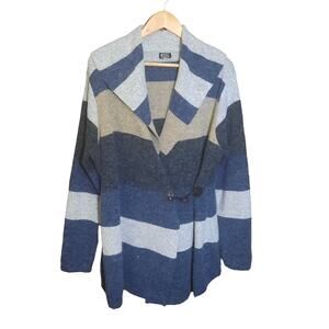 Sioni Womens Colorblock Wide Collar Gray Sweater WrapToggle Button Close Size XL